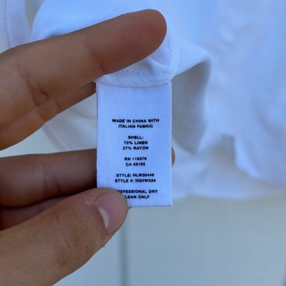 Helmut Lang White Linen Blend Blouse, V Neck, V Back, Cap Sleeve, Size‎ 8 - Picture 3 of 5